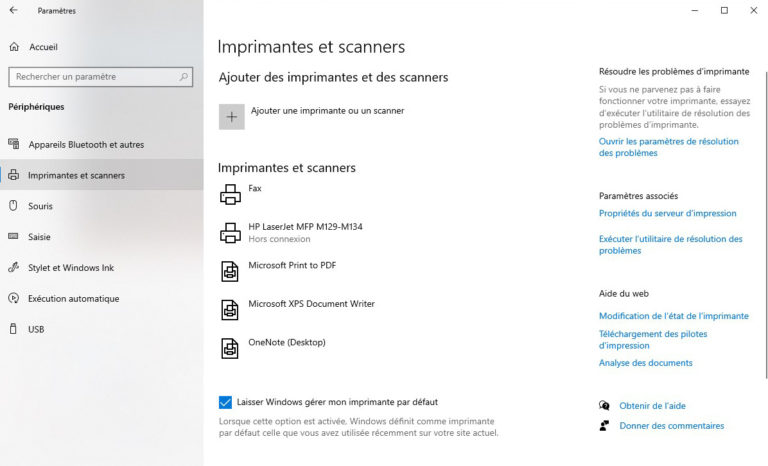 Où trouver mon imprimante sous Windows 10