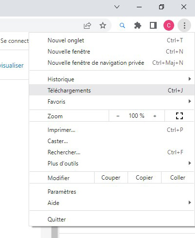 Fichiers téléchargements dans Chrome