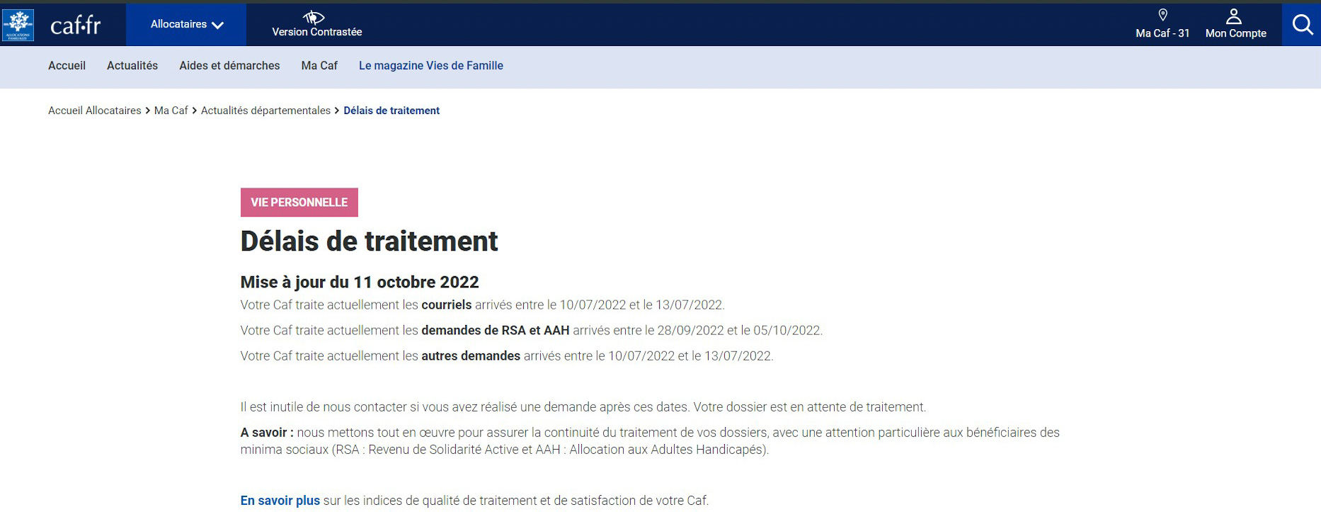 Dossier CAF traité mais pas de paiement